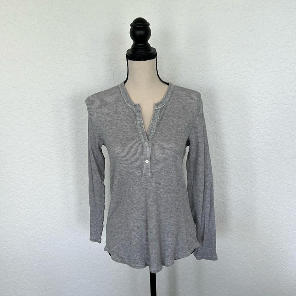 James Perse Size 3 Grey Waffle weave shirt